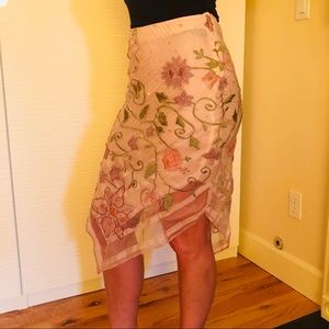 Silk embroidered skirt